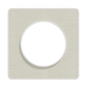 Plaque simple SCHNEIDER Odace Touch finition Kvadrat craie avec liseré blanc - vue de face