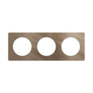 Plaque triple SCHNEIDER Odace Touch bronze brossé avec liseré blanc - vue de face