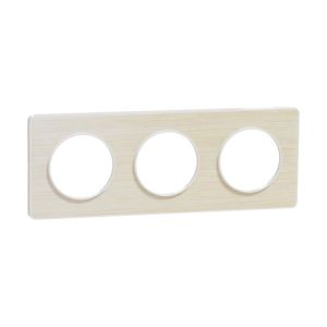 plaque 3 postes Schneider Odace Touch bois nordique avec liseré blanc
