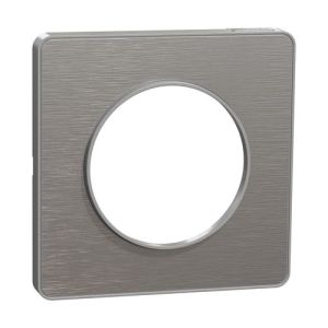 plaque 1 poste Schneider Odace Touch aluminium brossé avec liseré aluminium