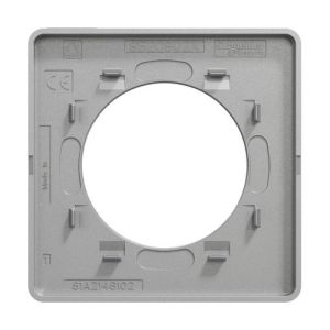 plaque 1 poste Schneider Odace Touch aluminium brossé avec liseré aluminium - vue de dos