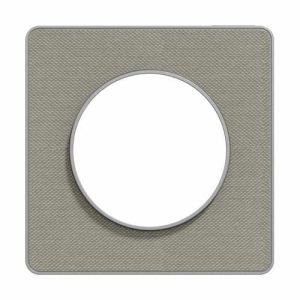plaque 1 poste Schneider Odace Touch finition Kvadrat gris perle avec liseré aluminium - vue de face