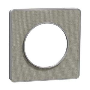 plaque 1 poste Schneider Odace Touch finition Kvadrat gris perle avec liseré aluminium