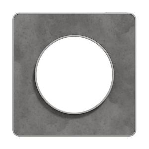 plaque 1 poste schneider odace touch couleur ardoise et liseré aluminium - vue de face