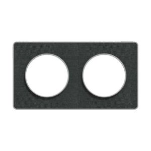Plaque double Schneider Odace Touch Kvadrat ombre avec liseré aluminium - vue de face