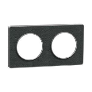 Plaque double Schneider Odace Touch Kvadrat ombre avec liseré aluminium
