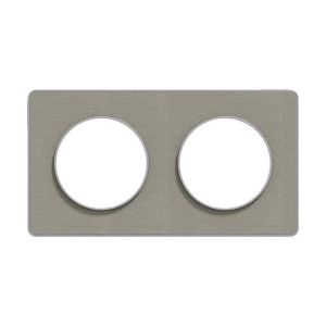 plaque 2 postes vertical schneider odace touch finition Kvadrat perle avec liseré aluminium - vue de face