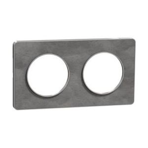 Plaque double SCHNEIDER Odace Touch ardoise avec liseré aluminium - vue de profil