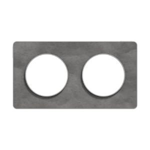 Plaque double SCHNEIDER Odace Touch ardoise avec liseré aluminium - vue de face