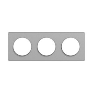 plaque 3 postes Schneider Odace Touch horizontaux ou verticaux entraxe 71mm aluminium - vue de face