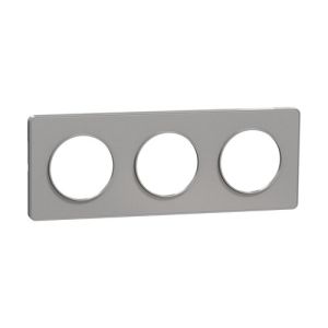 plaque 3 postes Schneider Odace Touch horizontaux ou verticaux entraxe 71mm aluminium - vue de profil