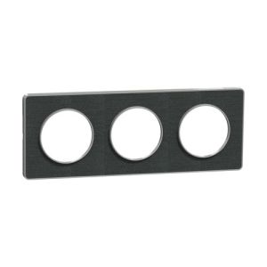 plaque 3 postes Schneider Odace Touch finition Kvadrat noir avec liseré aluminium