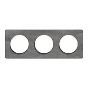 plaque de finition 3 postes Schneider Odace Touch coloris ardoise et liseré aluminium - vue de face
