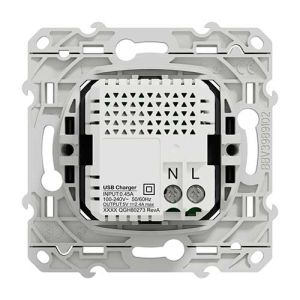 Prise chargeur double USB TYPE A+C anthracite SCHNEIDER Odace - image de dos