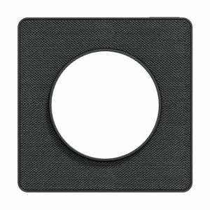 Plaque simple SCHNEIDER Odace Touch en tissu Kvadrat noir et liseré anthracite - vue de face
