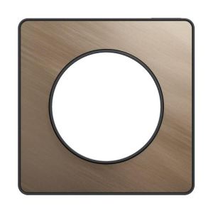 plaque 1 poste Schneider Odace Touch finition bronze brossé avec liseré anthracite - vue de face