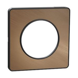 plaque 1 poste Schneider Odace Touch finition bronze brossé avec liseré anthracite