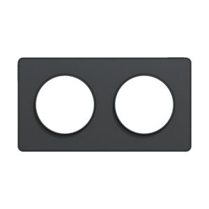 plaque 2 postes horizontaux ou verticaux Schneider Odace Touch couleur anthracite - vue de face