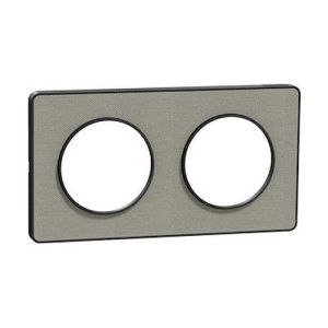 plaque 2 postes Schneider Odace Touch finition Kvadrat gris perle avec liseré anthracite