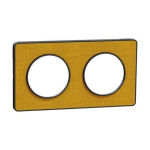 plaque 2 postes Schneider Odace Touch finition Kvadrat ocre avec liseré anthracite