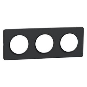 plaque 3 postes Schneider Odace Touch horizontaux ou verticaux entraxe 71mm anthracite - vue de profil