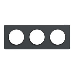 plaque 3 postes Schneider Odace Touch horizontaux ou verticaux entraxe 71mm anthracite - vue de face