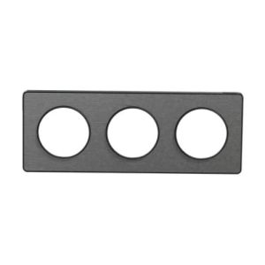 Plaque triple SCHNEIDER Odace Touch aluminium brossé avec liseré anthracite - vue de face