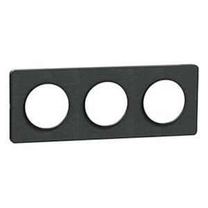 plaque 3 postes Schneider Odace Touch finition Kvadrat noir avec liseré anthracite - vue de profil