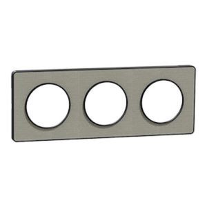plaque 3 postes Schneider Odace Touch finition Kvadrat gris perle avec liseré anthracite - vue de profil