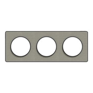 plaque 3 postes Schneider Odace Touch finition Kvadrat gris perle avec liseré anthracite - vue de face