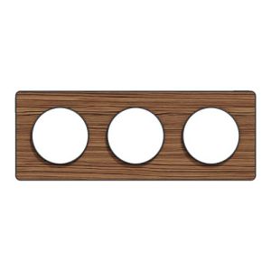 plaque 3 postes Schneider Odace Touch finition bois zebrano avec liseré anthracite
