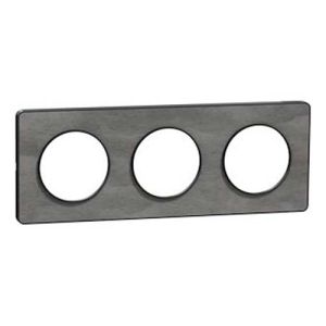 plaque 3 postes Schneider Odace Touch finition ardoise avec liseré anthracite - vue de profil