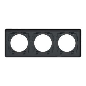plaque 3 postes Schneider Odace Touch finition ardoise avec liseré anthracite - vue de dos