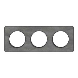 plaque 3 postes Schneider Odace Touch finition ardoise avec liseré anthracite - vue de face