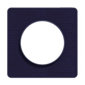 Plaque simple SCHNEIDER Odace Touch finition tissu Kvadrat bleu roi avec liseré bleu cobalt - vue de face