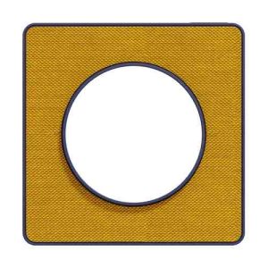 plaque 1 poste Schneider Odace Touch finition Kvadrat ocre avec liseré bleu cobalt - vue de face