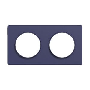 plaque 2 postes Schneider Odace Touch horizontaux ou verticaux 71mm bleu cobalt - vue de face
