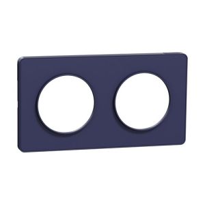 plaque 2 postes Schneider Odace Touch horizontaux ou verticaux 71mm bleu cobalt