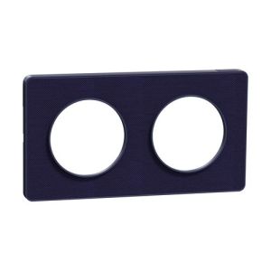 plaque 2 postes Schneider Odace Touch finition Kvadrat bleu roi avec liseré bleu cobalt