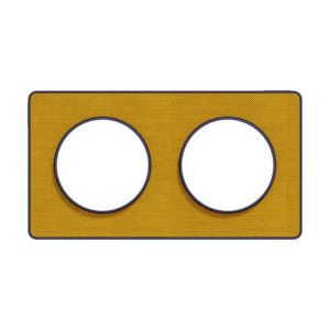 plaque 2 postes Schneider Odace Touch finition Kvadrat ocre avec liseré bleu cobalt - vue de face