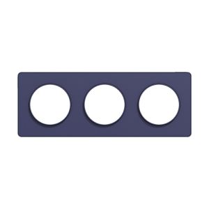plaque 3 postes Schneider Odace Touch horizontaux ou verticaux 71mm bleu cobalt - vue de face