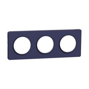 plaque 3 postes Schneider Odace Touch horizontaux ou verticaux 71mm bleu cobalt