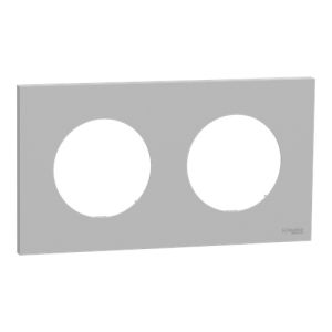 plaque de finition 2 postes Schneider Odace gris galet