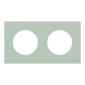 plaque de finition 2 postes Schneider Odace Vert jade - vue de face