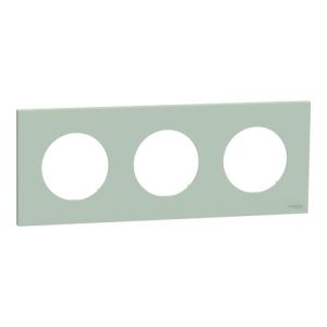 plaque de finition 3 postes Schneider Odace en vert jade