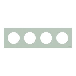 plaque de finition 4 postes Schneider Odace vert jade - vue de face