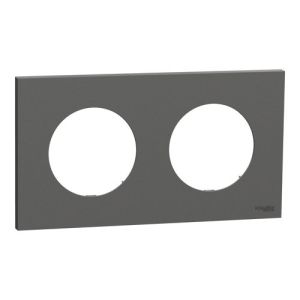 plaque de finition 2 postes Schneider Odace gris basalte