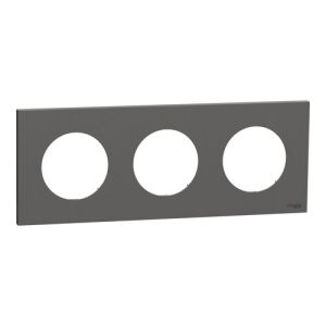 plaque de finition 3 postes Schneider Odace gris basalte