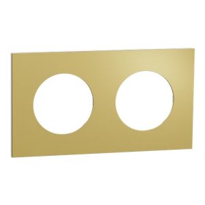 plaque de finition 2 postes Schneider Odace Métal effet Laiton