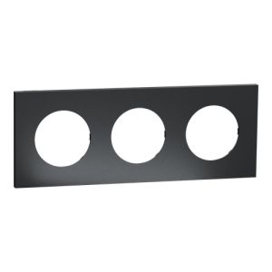 plaque 3 postes Schneider Odace Métal effet perle noire